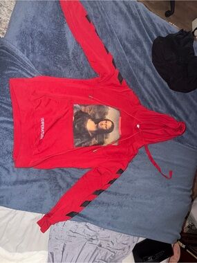 Off-White Red Mona Lisa Arrow-Print Hoodie